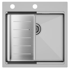 Комплект Paulmark: мойка Kroner-Pro 50 и коландер Advance PM705151-BS+A405-BS брашированная нержавеющая сталь