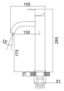 Смеситель для раковины РМС SUS128BL-001F-1 чёрный