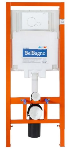 Комплект 3 в 1 BelBagno BB8001CHR/SC/BB002-80/BB014-SR-BIANCO унитаз подвесной с сиденьем TRE BB8001CHR/SC система инсталляции для унитазов  BB002-80  с кнопкой смыва BB014-SR-BIANCO