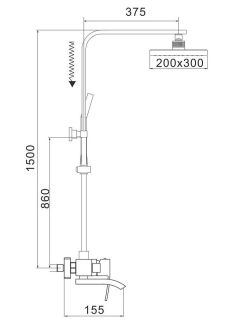 Душевая стойка Rose R1556H чёрный матовый Душевая стойка Rose R1556H чёрный матовый