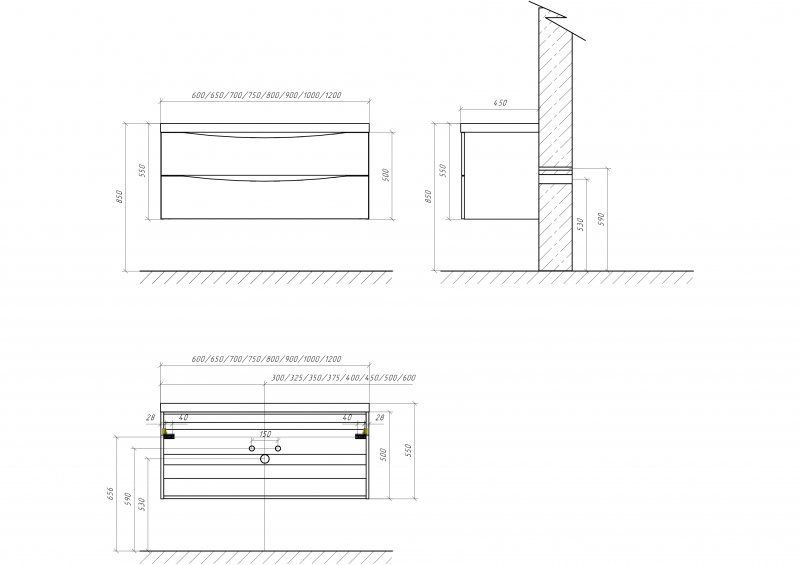 Тумба под раковину BelBagno подвесная 120x53см Rovere Moro MARINO-1200-2C-SO-RW-P