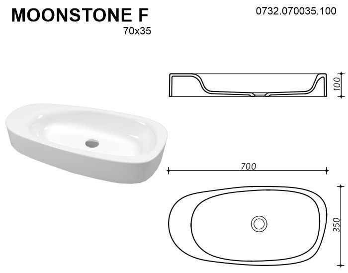 Раковина Whitecross Moonstone F 0732.070035.100 70см белый глянец
