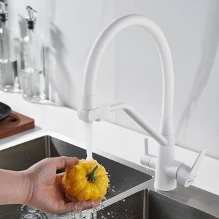Смеситель для кухни Shevanik S968C с подключением фильтра белый Смеситель для кухни Shevanik S968C с подключением фильтра белый