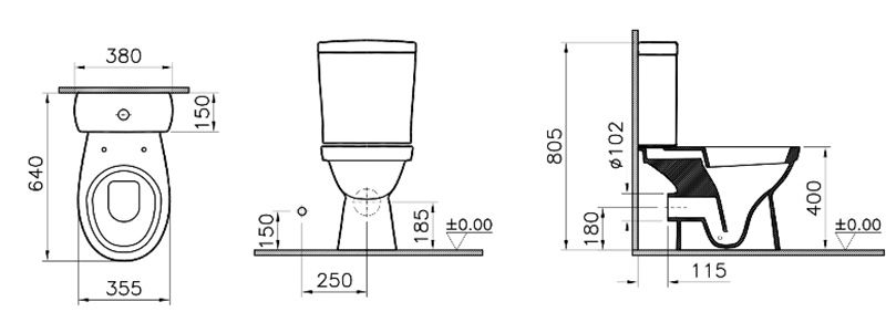 Напольный унитаз Norm Eisberg 9844B099-7202 сиденье микролифт, дюропласт