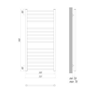 Полотенцесушитель водяной Lemark Ursus LM72116BL П16 500x1100, черный