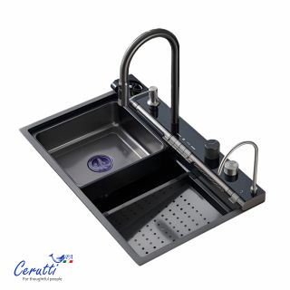 Многофункциональная кухонная мойка Ceruttispa ГЛОРИЯ (GLORIA) Pro nano black CT10578 графит