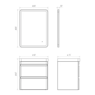Тумба под раковину Comforty Валдай-60П2 00-00020675 белый матовый