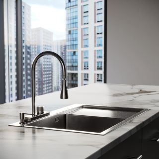 Мойка для кухни с левым крылом и дозатор РМС MRK-7851BL-L тёмный графит