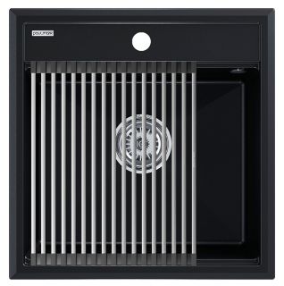 Комплект Paulmark: мойка Stepia 50 и ролл-мат Step PM115051-BLM+R375-BS чёрный металлик/брашированная нержавеющая сталь Комплект Paulmark: мойка Stepia 50 и ролл-мат Step PM115051-BLM+R375-BS чёрный металлик/брашированная нержавеющая сталь