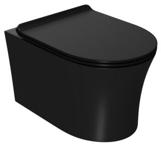 Подвесной унитаз Point Вега PN41711BM безободковый чёрный матовый Подвесной унитаз Point Вега PN41711BM безободковый чёрный матовый