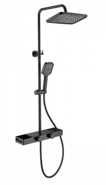 Душевая стойка Wonzon & Woghand Shelf WW-B3552-MB с термостатом чёрный матовый Душевая стойка Wonzon & Woghand Shelf WW-B3552-MB с термостатом чёрный матовый