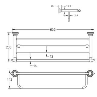 Полка для полотенец Rose RG1108Q 64см бронза Полка для полотенец Rose RG1108Q 64см бронза