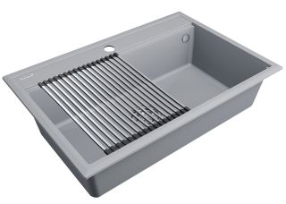Комплект Paulmark: мойка Stepia 80 и ролл-мат Step PM117551-GRS+R375-BS серый дым/брашированная нержавеющая сталь Комплект Paulmark: мойка Stepia 80 и ролл-мат Step PM117551-GRS+R375-BS серый дым/брашированная нержавеющая сталь
