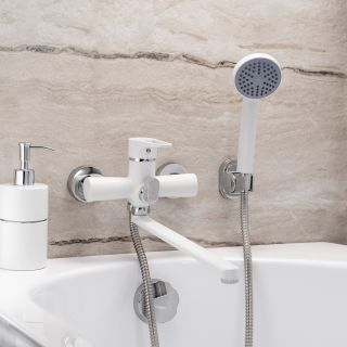 Смеситель для ванны с душем РМС SL77W-006E белый Смеситель для ванны с душем РМС SL77W-006E белый