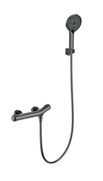 Смеситель для душа Wonzon & Woghand T-1000 WW-B2057-A-BGG с термостатом тёмный графит