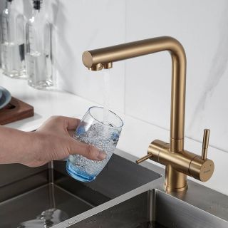 Смеситель для кухни Shevanik S468G с подключением фильтра золотой сатин Смеситель для кухни Shevanik S468G с подключением фильтра золотой сатин