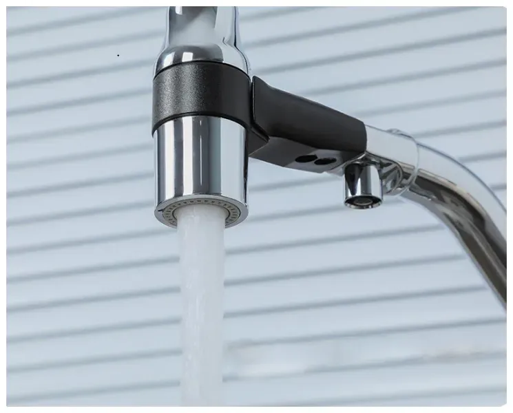 Смесители для кухни Gappo G4398-80 под фильтр с гибким изливом хром/чёрный