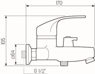 Смеситель для ванны с душем РМС SL85-009E хром Смеситель для ванны с душем РМС SL85-009E хром