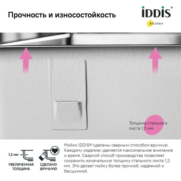 Кухонная мойка IDDIS Edifice EDI75S2i77 74см сатин
