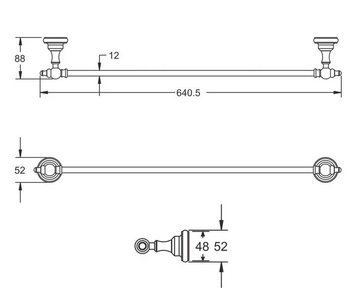 Полотенцедержатель Rose RG1117 64см хром