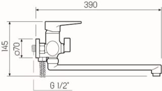 Смеситель для ванны с душем РМС SL77BL-006E чёрный Смеситель для ванны с душем РМС SL77BL-006E чёрный