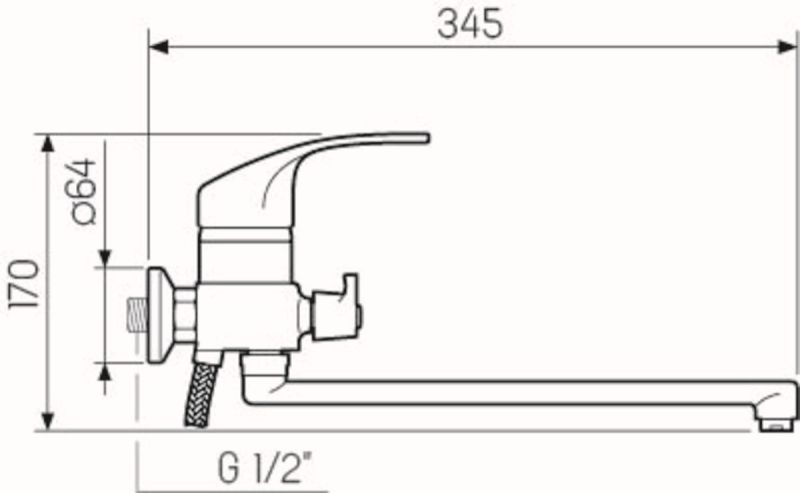 Смеситель для ванны с душем РМС SL85-006E хром