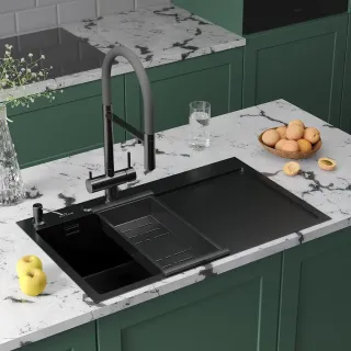 Кухонная мойка RoxenBath Vespa 78 560230-70LB левосторонняя графит