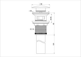Донный клапан для раковины Wonzon & Woghand WW-88SS03-CR с переливом хром Донный клапан для раковины Wonzon & Woghand WW-88SS03-CR с переливом хром
