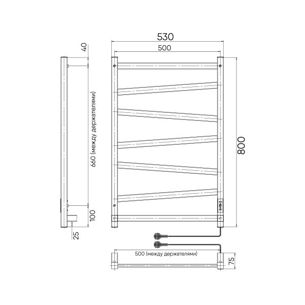 Полотенцесушитель электрический Indigo Element LCEEPF80-50BRRt 80x50 см чёрный муар