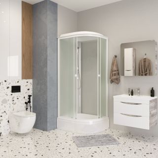 Душевая кабина Niagara Promo P90/80/26L/MT 90x80 см профиль белый стекло матовое