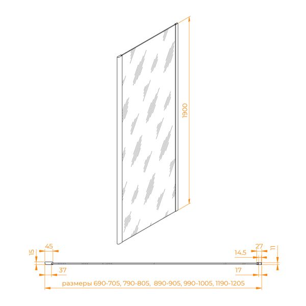 Боковая панель RGW Z-050-5 352205512-11 120см хром