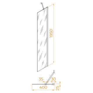 Боковая панель RGW Z-09 06220904-11 40 см профиль хром стекло прозрачное