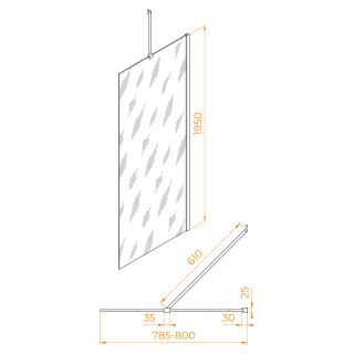 Боковая панель RGW Z-14 06221408-11 80 см профиль хром стекло прозрачное
