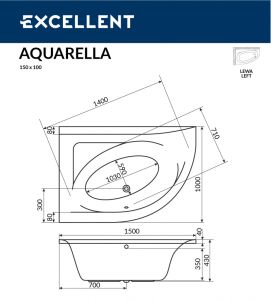 Ванна акриловая Excellent Aquarella R 150 x 100 см