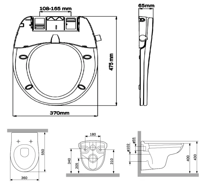 Унитаз подвесной Am.pm Sense CCM741700 с механической крышкой-биде Clean Care