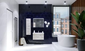 Зеркальный шкаф Roca Ronda ZRU9303009 80 см бетон/белый глянец