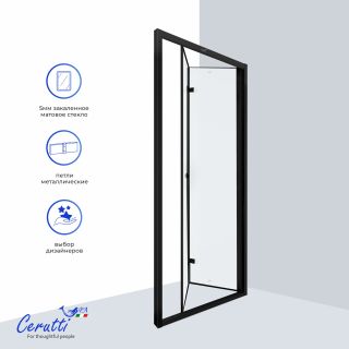 Душевая дверь в нишу Ceruttispa BELLA D91BF 90 см профиль чёрный стекло матовое