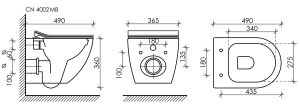 Подвесной унитаз Ceramica Nova Metropol CN4002MB безободковый чёрный матовый
