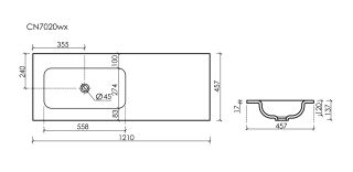 Раковина Ceramicanova Грация (Grace) CN7020wx 121 см белый