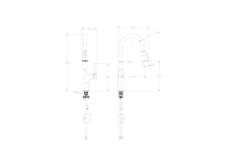 Смеситель для кухни Wonzon & Woghand WW-AE54123-MW с выдвижным изливом белый матовый