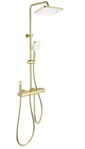 Душевая стойка Wonzon & Woghand Muse Legato WW-B4129-BG с термостатом брашированное золото
