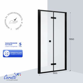 Душевая дверь в нишу Ceruttispa BELLA D91BF 90 см профиль чёрный стекло матовое
