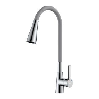 Смеситель для кухни Rossinka Z35-39-Gray с гибким изливом серый/хром