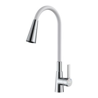 Смеситель для кухни Rossinka Z35-39-White с гибким изливом белый/хром