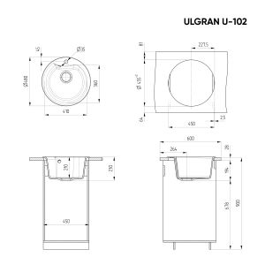 Кухонная мойка Ulgran Classic U-102-341 ультра-белый