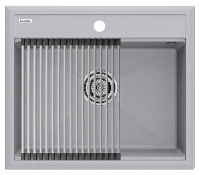 Комплект Paulmark: мойка Stepia 60 и ролл-мат Step PM115951-GRS+R375-BS серый дым/брашированная нержавеющая сталь