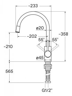 Смеситель для кухни Santek Риф WH5A44025N001 чёрный матовый
