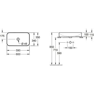 Villeroy&Boch Finion 60 Накладная раковина 414361R1 Villeroy&Boch Finion 60 Накладная раковина 414361R1