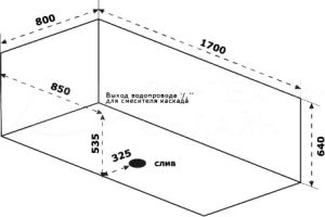 Ванна BAS Мадрид 170х80 черный