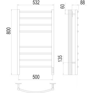 Полотенцесушитель электрический Terminus Классик 4670078542991 П8 50х80 см чёрный муар